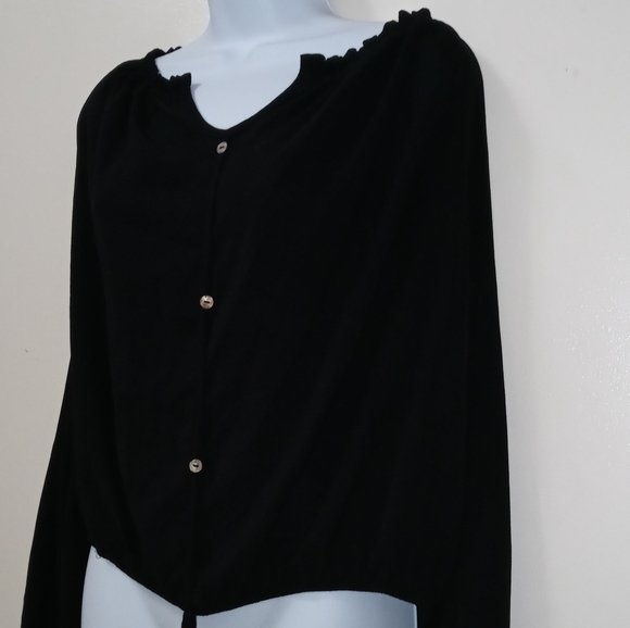 FASHION NOVA OFF SHOULDERS TOP CROPPED LONG SLEEVE BLOUSE BLACK PLUS SIZE 2XL - Picture 4 of 9